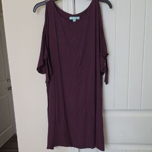 She + Sky Plum Cold-Shoulder Tunic